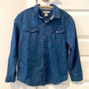 Calvin Klein boys blue Jean button down shirt.